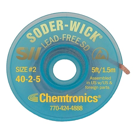 Desoldering Wick, 5 ft., 2, Copper MPN:40-2-5
