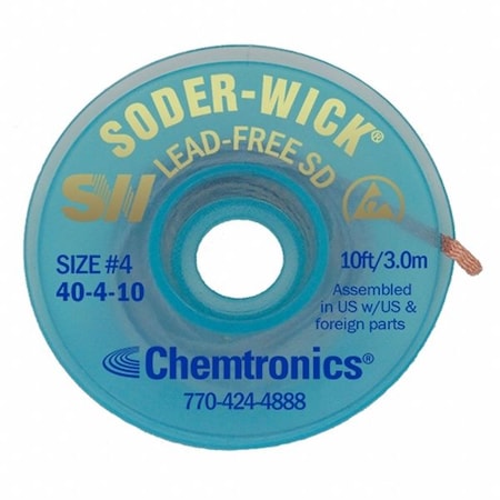 Desoldering Wick, 10 ft., 4, Copper MPN:40-4-10