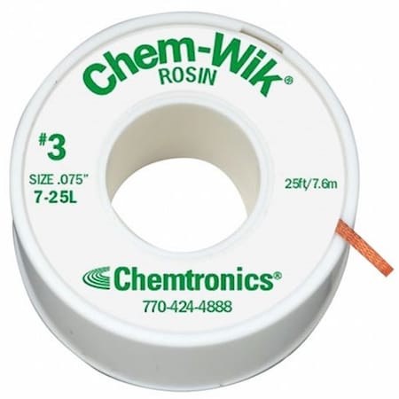 Desoldering Wick, 25 ft., 7, Copper, Rosin MPN:7-25L
