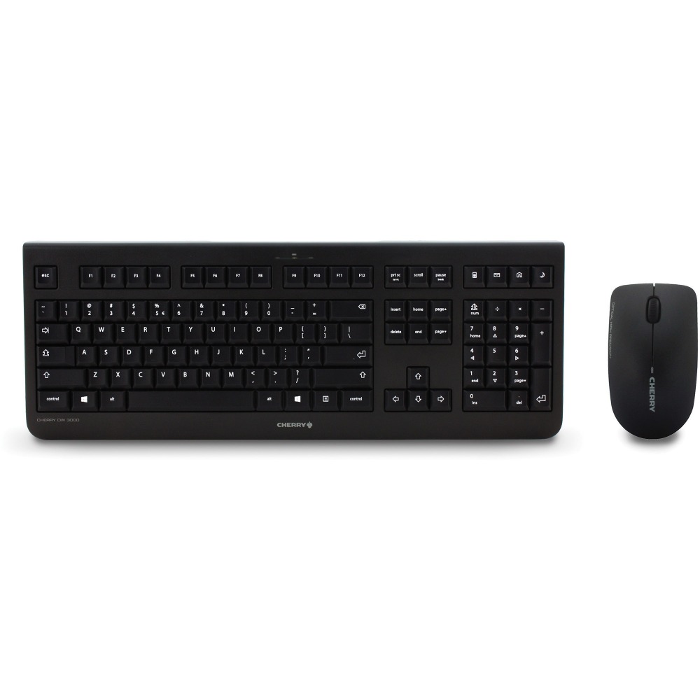 CHERRY Wireless Keyboard & Mouse, Straight Full Size Keyboard, Black, Ambidextrous Optical Mouse, DW 3000 MPN:JD-0710EU-2