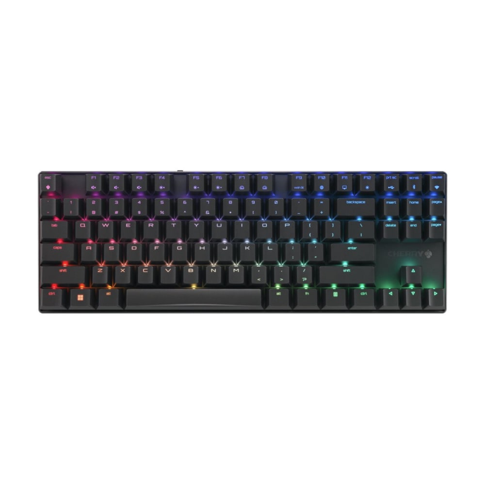 CHERRY MX 8.2 TKL - Keyboard - backlit - wireless - 2.4 GHz, USB-C, Bluetooth 5.2 - QWERTY - US - key switch: CHERRY MX Red - black MPN:G80-3882LYAUS-2