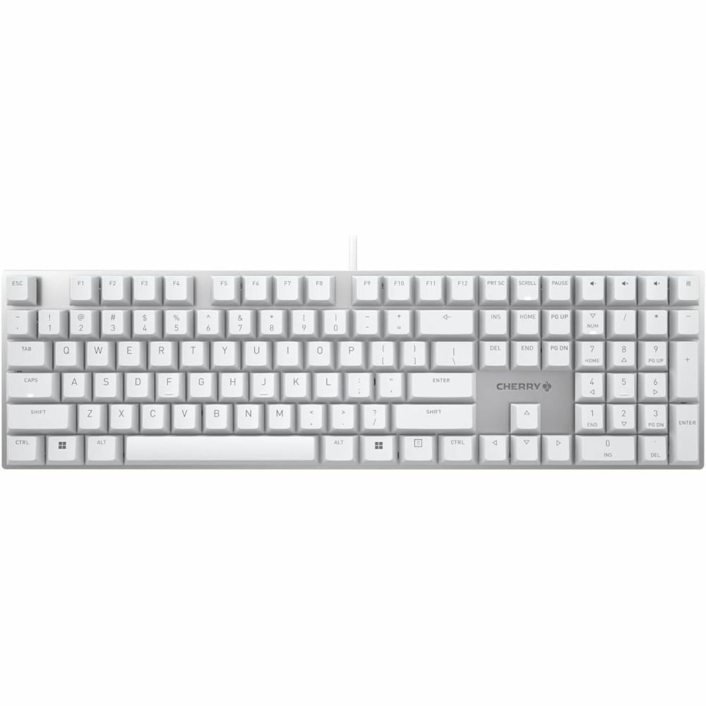 CHERRY KC 200 MX-Wired Keyboard - MX2A SILENT RED - Silver/White Housing - Linear feel - abrasion resistant keys - G803950LHBUS1 MPN:G80-3950LHBUS-1