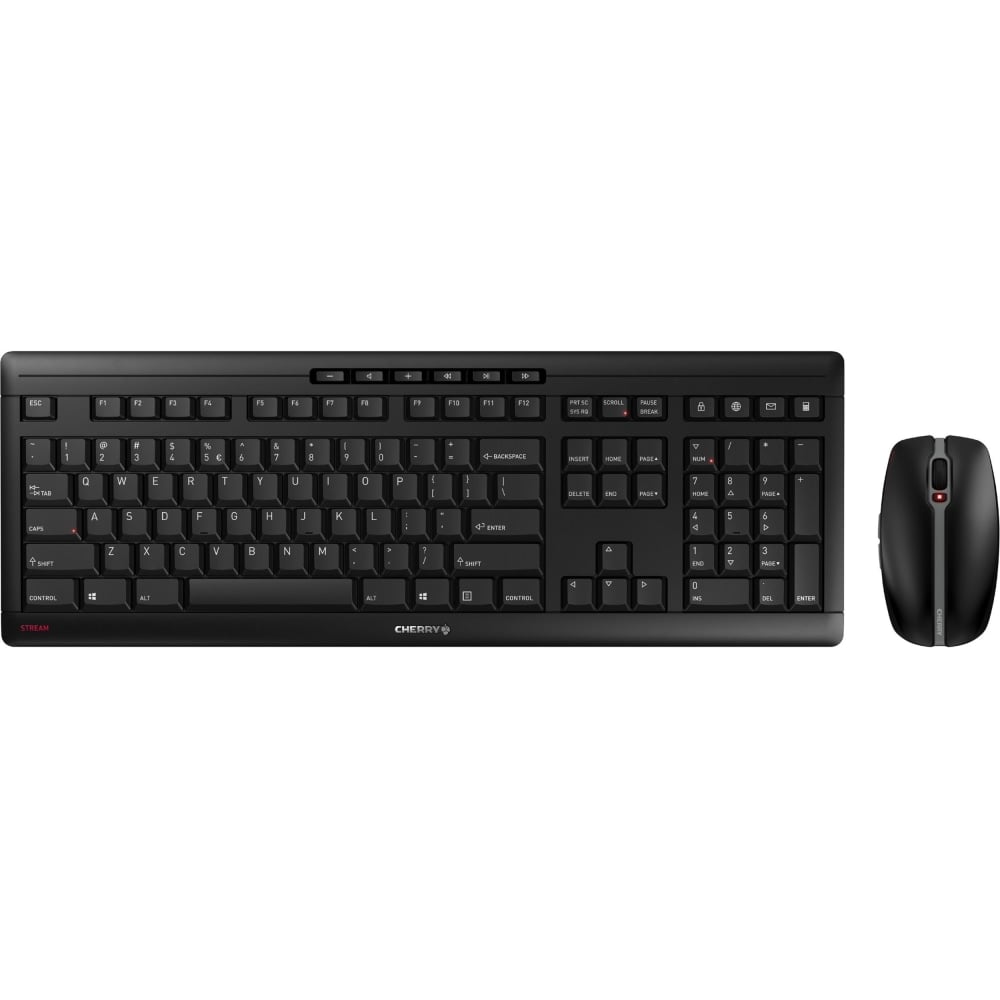 CHERRY STREAM DESKTOP Wireless Keyboard and Mouse - Full Size, Black, Quiet, Wireless Optical 6 Button Mouse, Adjustable to 2400 DPI MPN:JD-8500EU-2