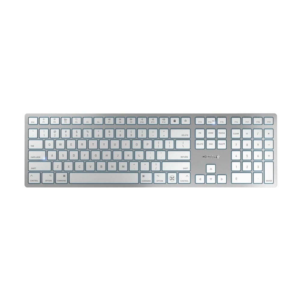 CHERRY KW 9100 SLIM - Keyboard - wireless - 2.4 GHz, Bluetooth 4.0 - QWERTY - US - key switch: CHERRY SX - silver MPN:JK-9110US-1