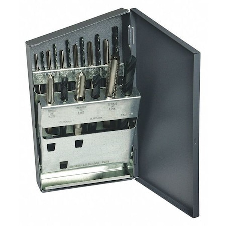 18pc HSS Bright Plug Hand Tap & Black Jobber Drill Metric Set HTGP/150 Greenfield Threading MPN:330088