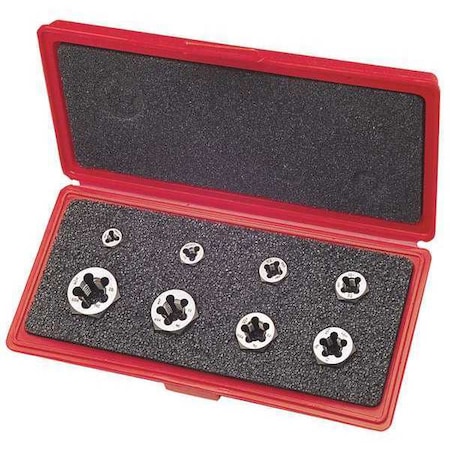 8pc Carbon Steel Hexagon Rethreading Die Set 377 Greenfield Threading, 1/4-20 to 3/4-10 UNC MPN:403512