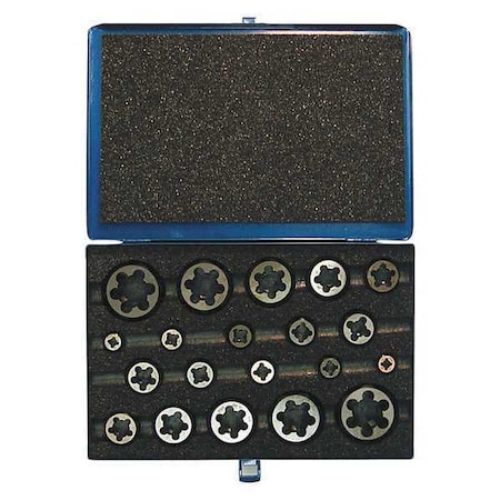 20pc Carbon Steel Hexagon Rethreading Die Set 377 Greenfield Threading, 1/4-20 to 1-14 UNC/UNF MPN:403595