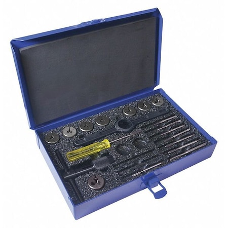 19PC Plug Hand Taps and Round Adjustable Dies Set 8 Sizes 0-80 To 10-24 UNC MPN:423003