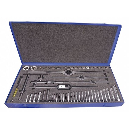 52PC Plug Hand Taps and Round Adjustable Dies Set No 4-40 To 1-14 UNC UNF & UNS & 1/8-27NPT MPN:423006