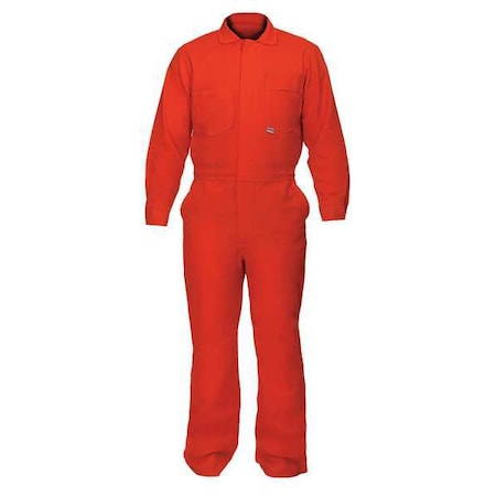 Coverall, 10.8 cal/sq cm ATPV, 2XL, 32 in Inseam, Flame-Retardant 100% Treated Cotton, Zipper MPN:605-IND-O-2XL