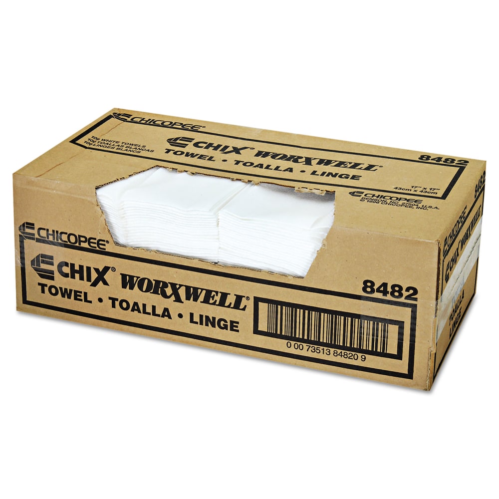 Chicopee Durawipe Shop Towels, 17 x 17, Z Fold, White, 100/Carton MPN:8482