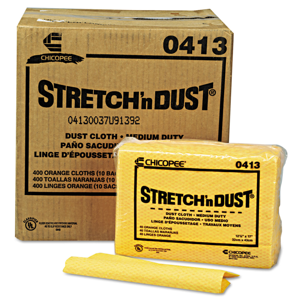 Chix Stretch N Dust Cloths, 12.6 x 17, Yellow, 40/Pack, 10 Packs/Carton MPN:413