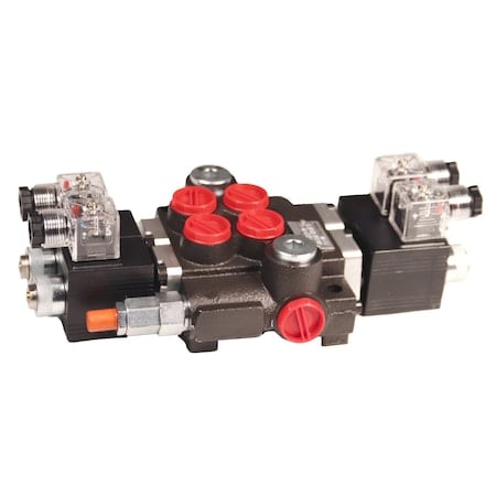 12 VDC Solenoid Valve, 13 GPM, 2 Spool, 4 Way 3 Pos, Tandem Center, Spring to Neutral MPN:220876