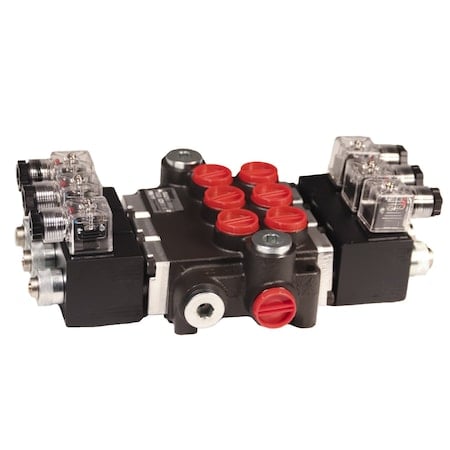 Solenoid Valve 13 GPM, SAE 10 Inlet/Outlet, 3 Spool, 12 VDC, 2250 PSI MPN:220878