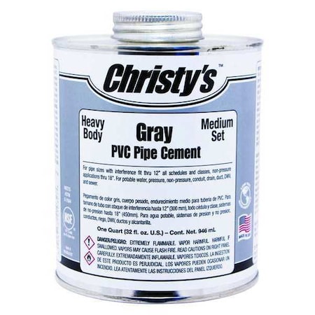 Pipe Cement, Gray, 32 oz. MPN:RH-BGLV-QT-12