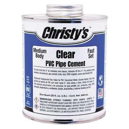 Pipe Cement, Clear, 32 oz. MPN:RH-MCLV-QT-12