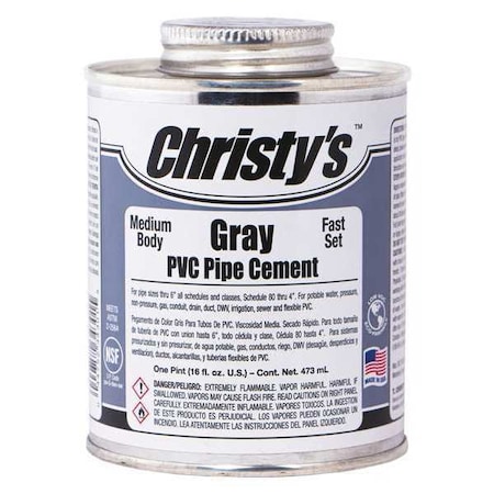 Pipe Cement, Gray, 16 oz. MPN:RH-MGLV-PT-12