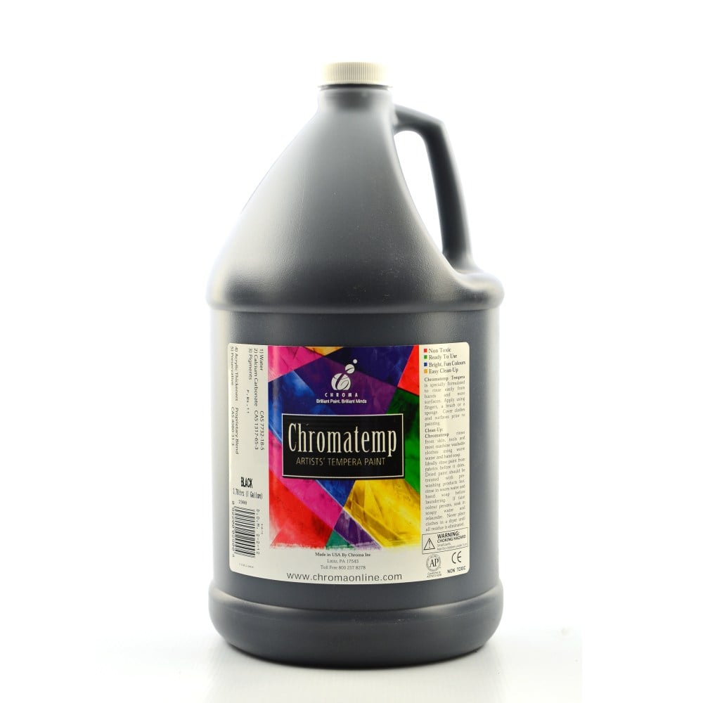 Chroma ChromaTemp Artists Tempera Paint, 1 Gallon, Black MPN:2900