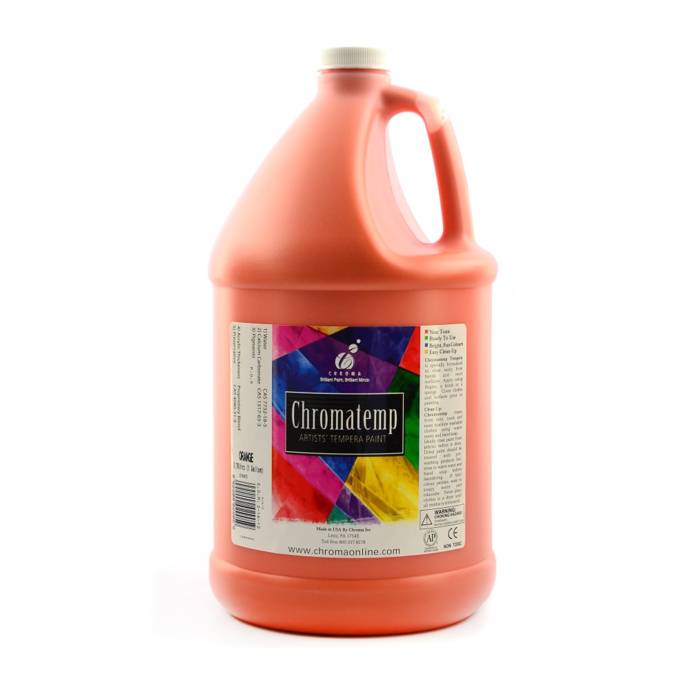 Chroma ChromaTemp Artists Tempera Paint, 1 Gallon, Orange MPN:2905