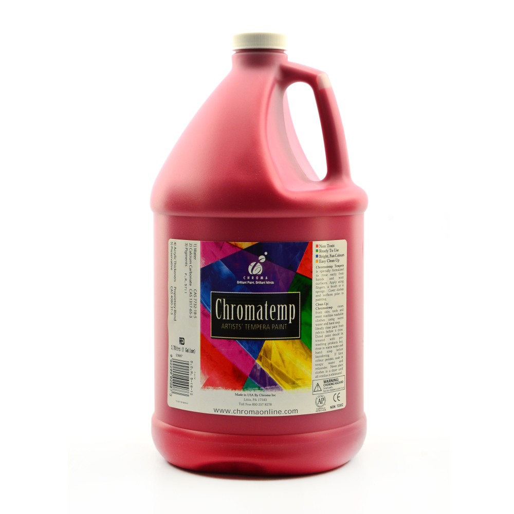 Chroma ChromaTemp Artists Tempera Paint, 1 Gallon, Red MPN:2907