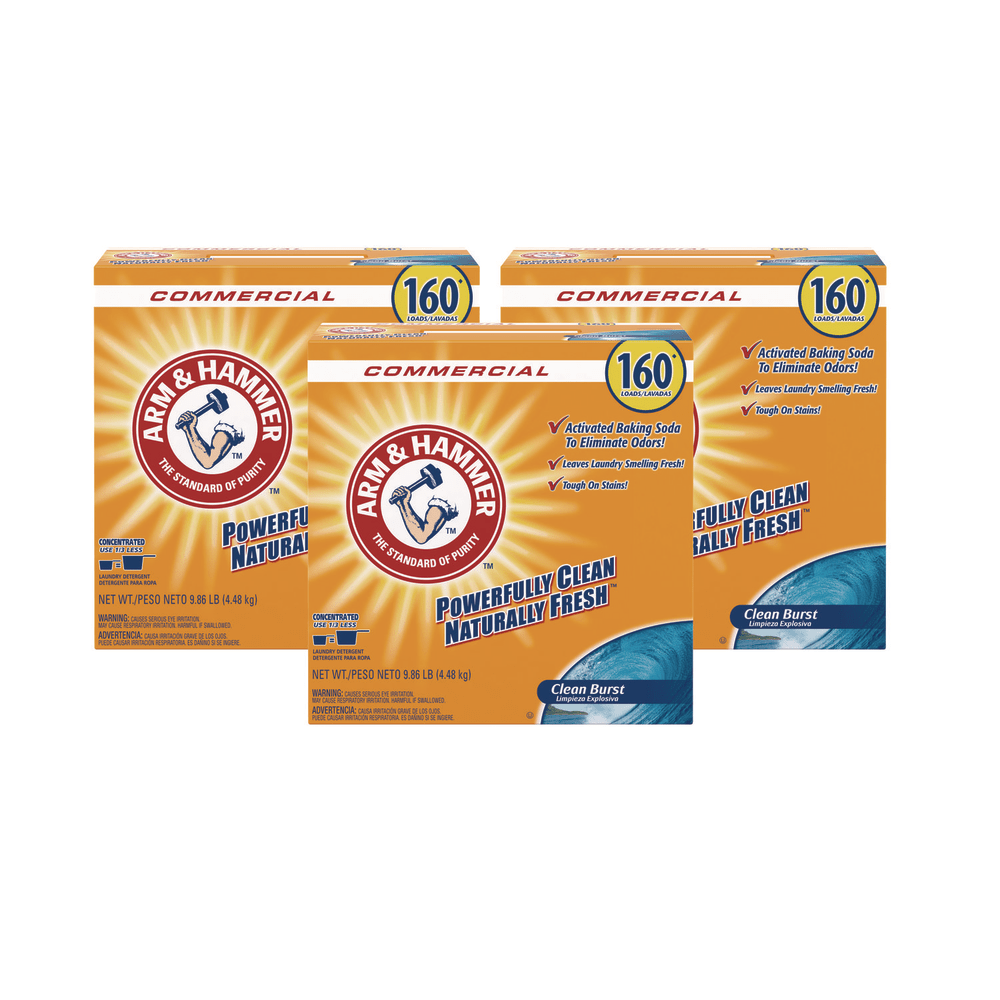 Arm & Hammer Powder Laundry Detergent, Clean Burst, 9.86 lb Box, 3/Carton MPN:33200-00109