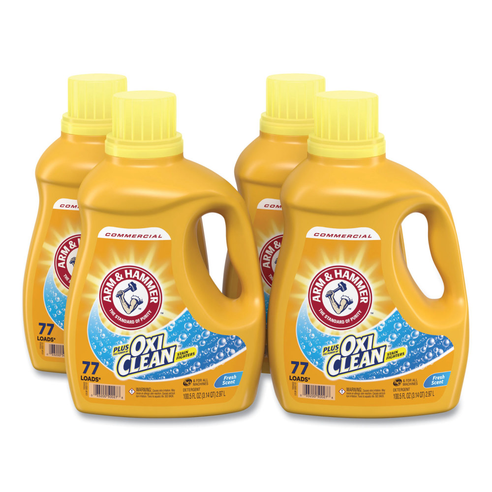 Arm & Hammer OxiClean Concentrated Liquid Laundry Detergent, Fresh, 100.5 oz Bottle, 4/Carton MPN:3320050027