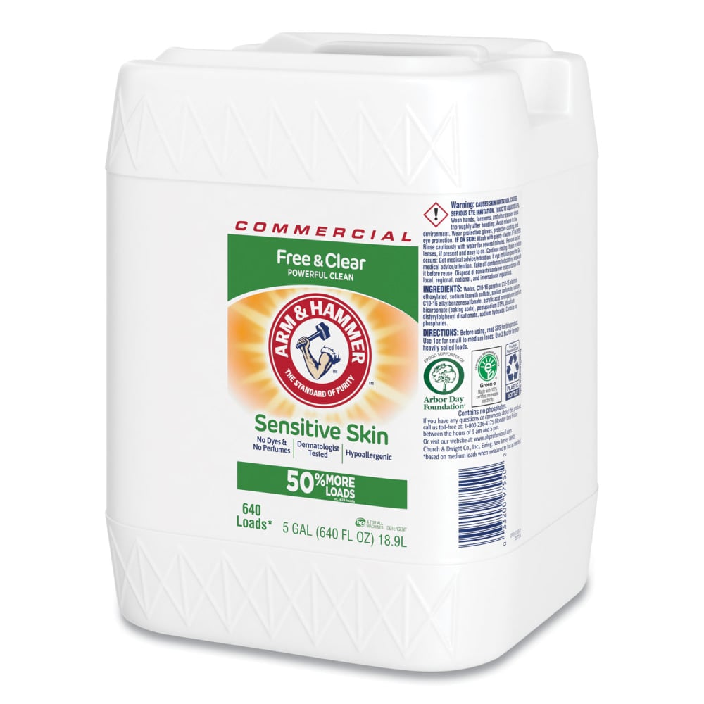 Arm & Hammer HE Compatible Liquid Detergent, Unscented, 640 Loads, Free and Clear Scent, 5 gal Jug MPN:3320097550