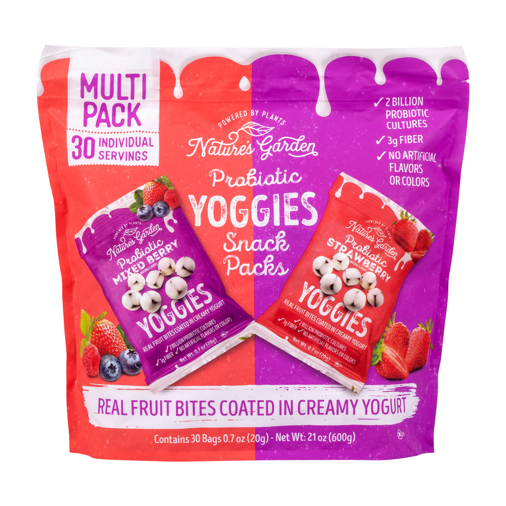 Natures Garden Probiotic Yoggies Variety Snack Packs, 0.7 Oz, Case Of 30 Packs MPN:00846548085976