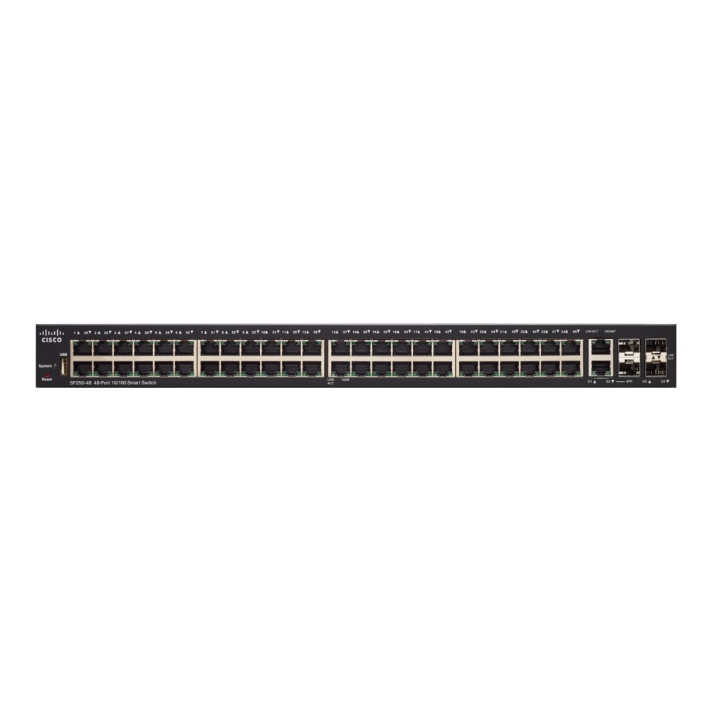 Cisco SF250-48 48-Port 10 100 Smart Switch - 48 Ports - Manageable - Gigabit Ethernet, Fast Ethernet - SF25048K9NA MPN:SF250-48-K9-NA