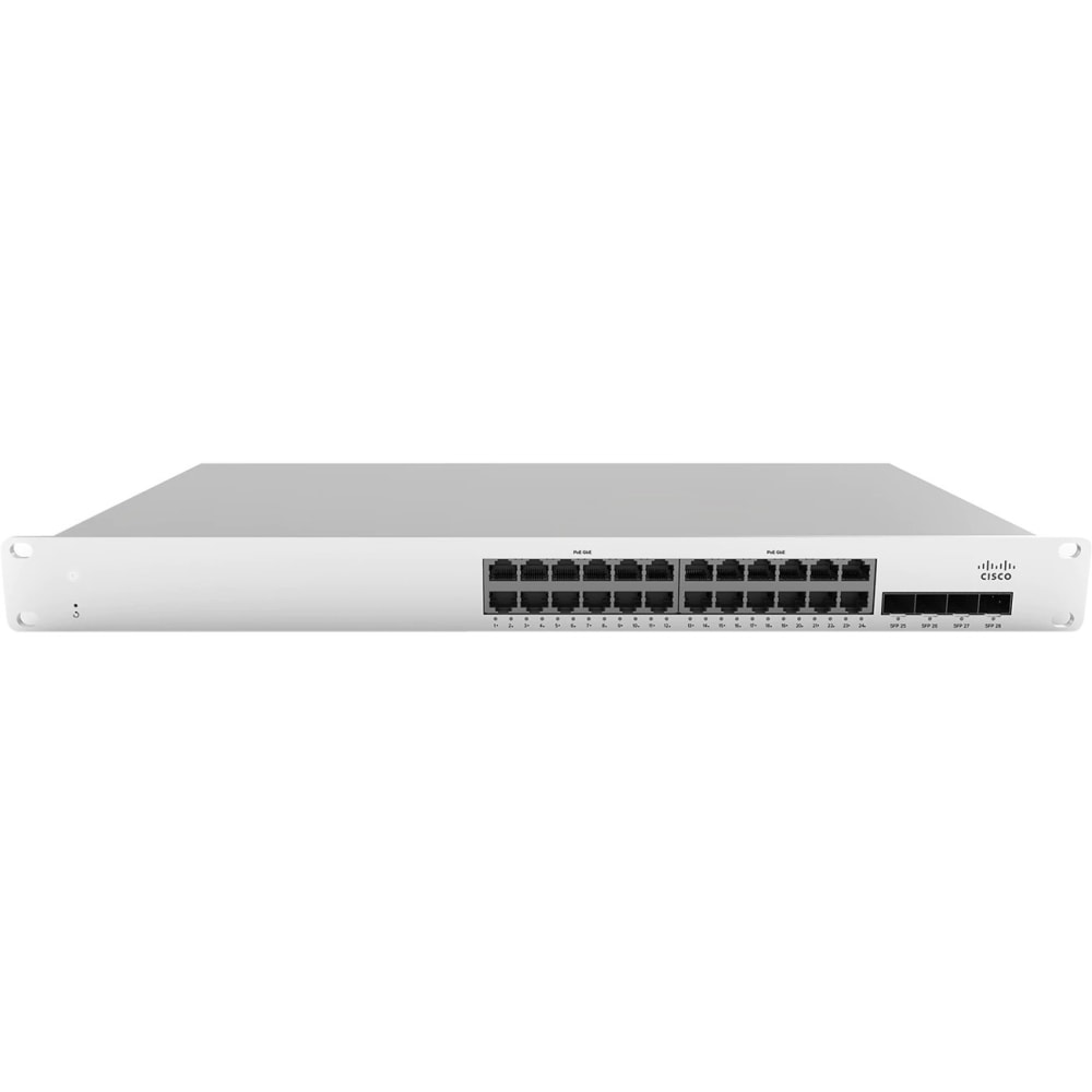 Meraki MS210-24P Ethernet Switch - 24 Ports - Manageable - 3 Layer Supported - Modular - 4 SFP Slots - MS21024PHW MPN:MS210-24P-HW