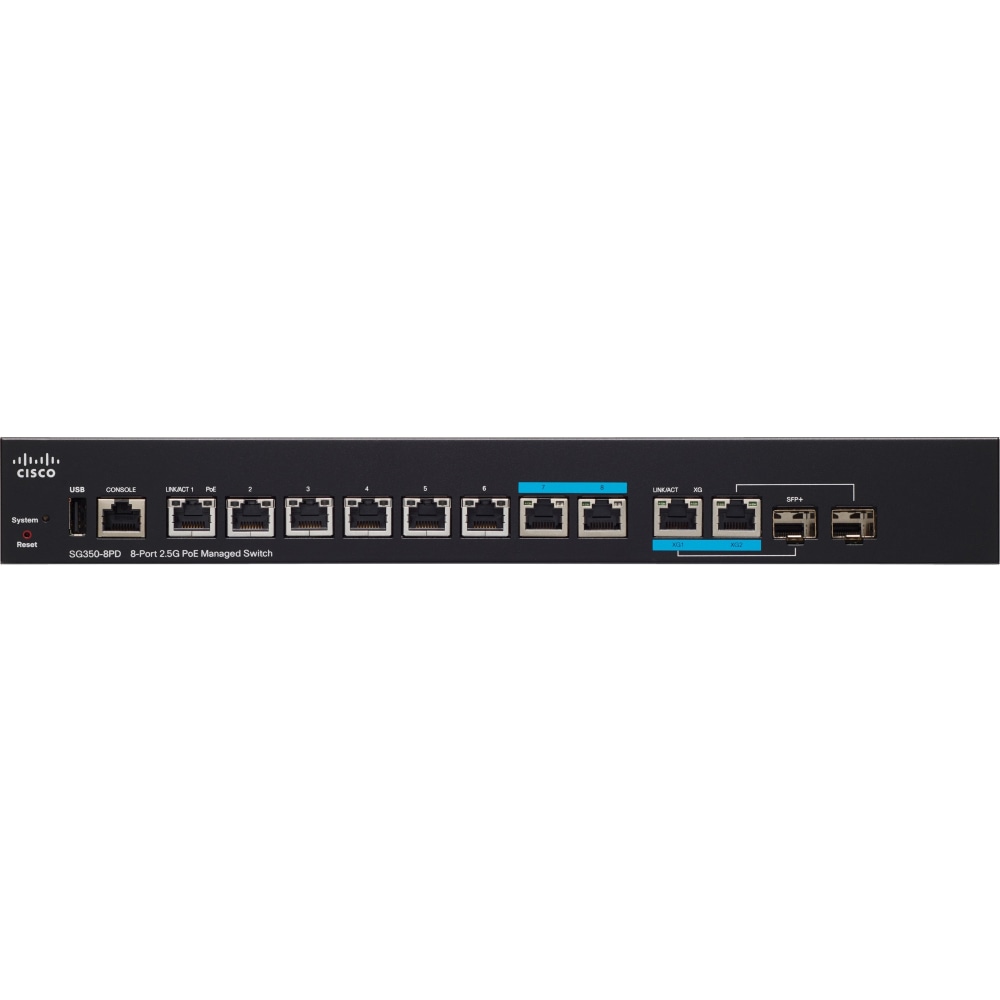 Cisco SG350-8PD 8-Port 2.5G PoE Managed Switch - 8 Ports - Manageable - 3 Layer Supported - Twisted Pair - Rack-mountable - Lifetime Limited Warranty MPN:SG350-8PD-K9-NA