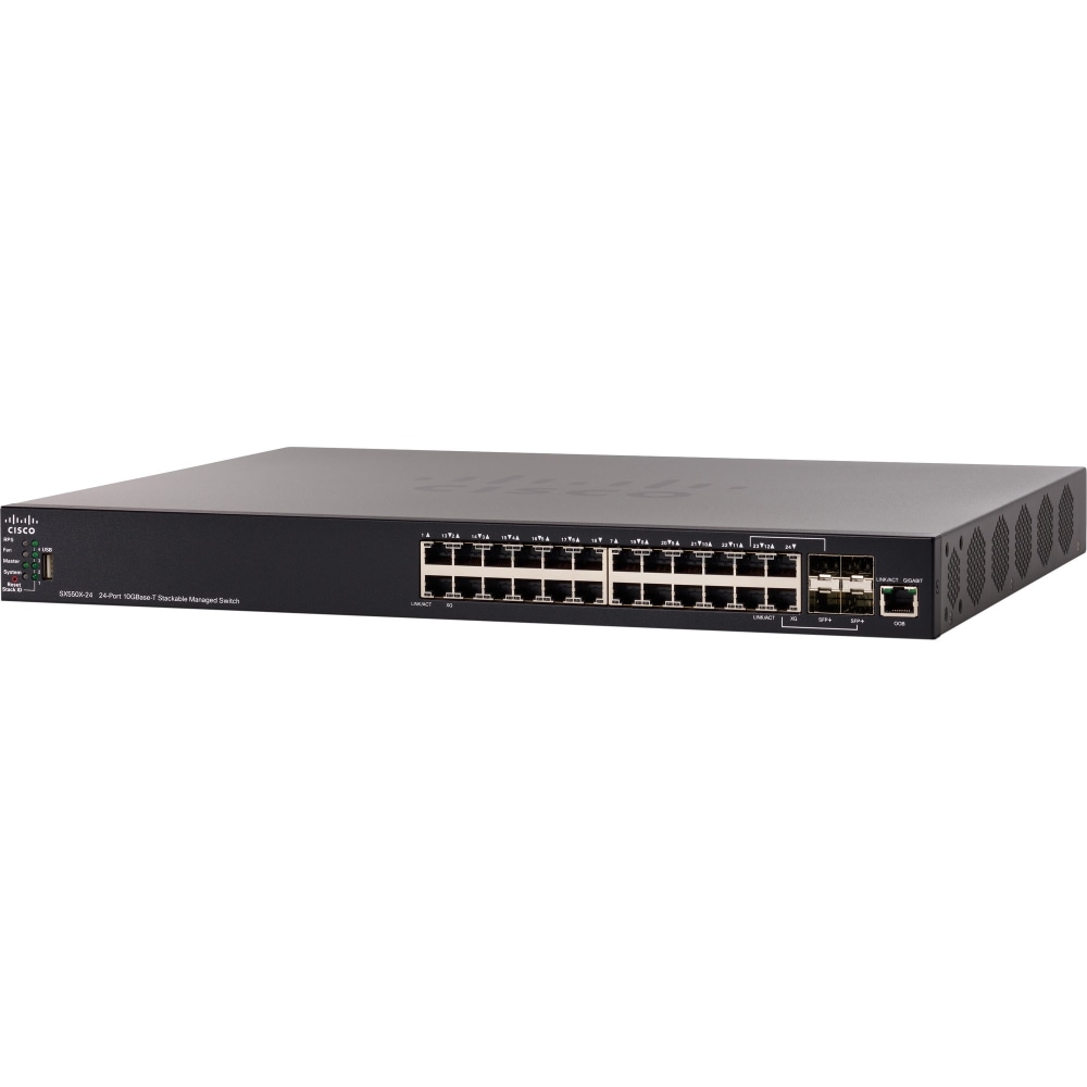 Cisco SX550X-24 24-Port 10GBase-T Stackable Managed Switch - 24 Ports - Manageable - 2 Layer Supported - SX550X24K9NA MPN:SX550X-24-K9-NA