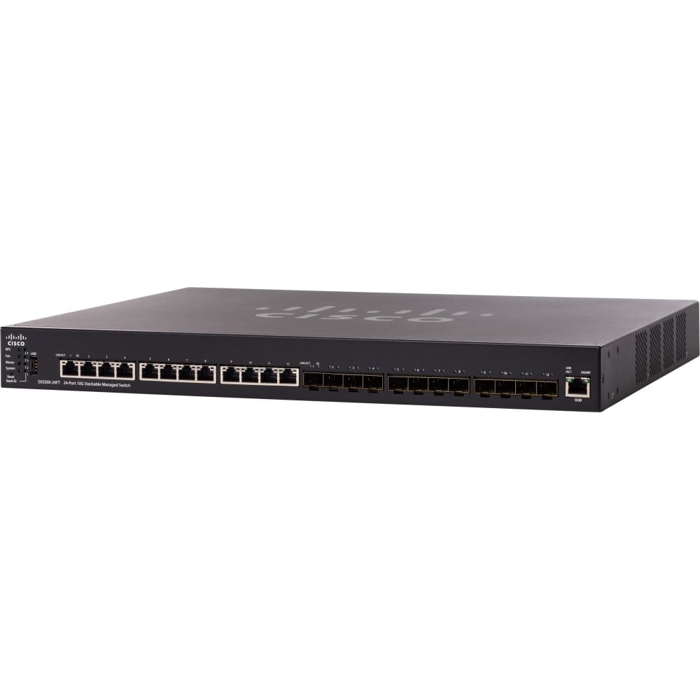 Cisco SX550X-24FT 24-Port 10G Stackable Managed Switch - 24 Ports - Manageable - 2 Layer Supported - 80.20 W Power Consumption - SX550X24FTK9NA MPN:SX550X-24FT-K9-NA