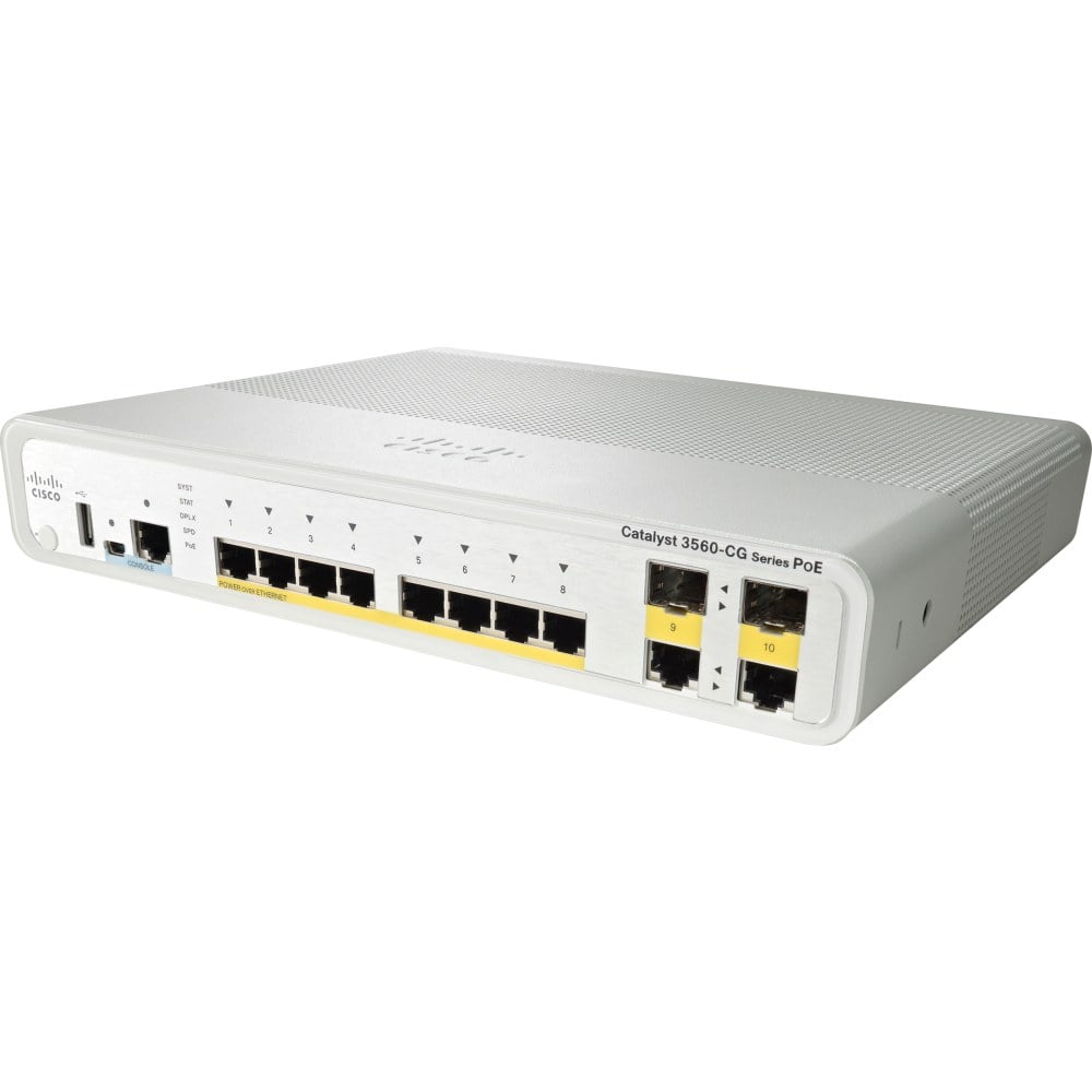 Cisco Catalyst 3560CG-8PC-S Layer 3 Switch - 8 Ports - Manageable - Gigabit Ethernet - 10/100/1000Bas - WSC3560CG8PCSRF MPN:WS-C3560CG-8PCS-RF