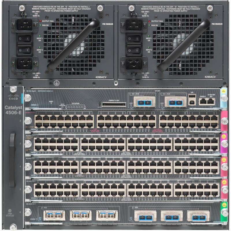 Cisco Catalyst WS-C4506-E Chassis - Manageable - Gigabit Ethernet - 10/100/1000Base-T - 3 Layer Supported - WSC4506ES7L96V MPN:WS-C4506E-S7L+96V+