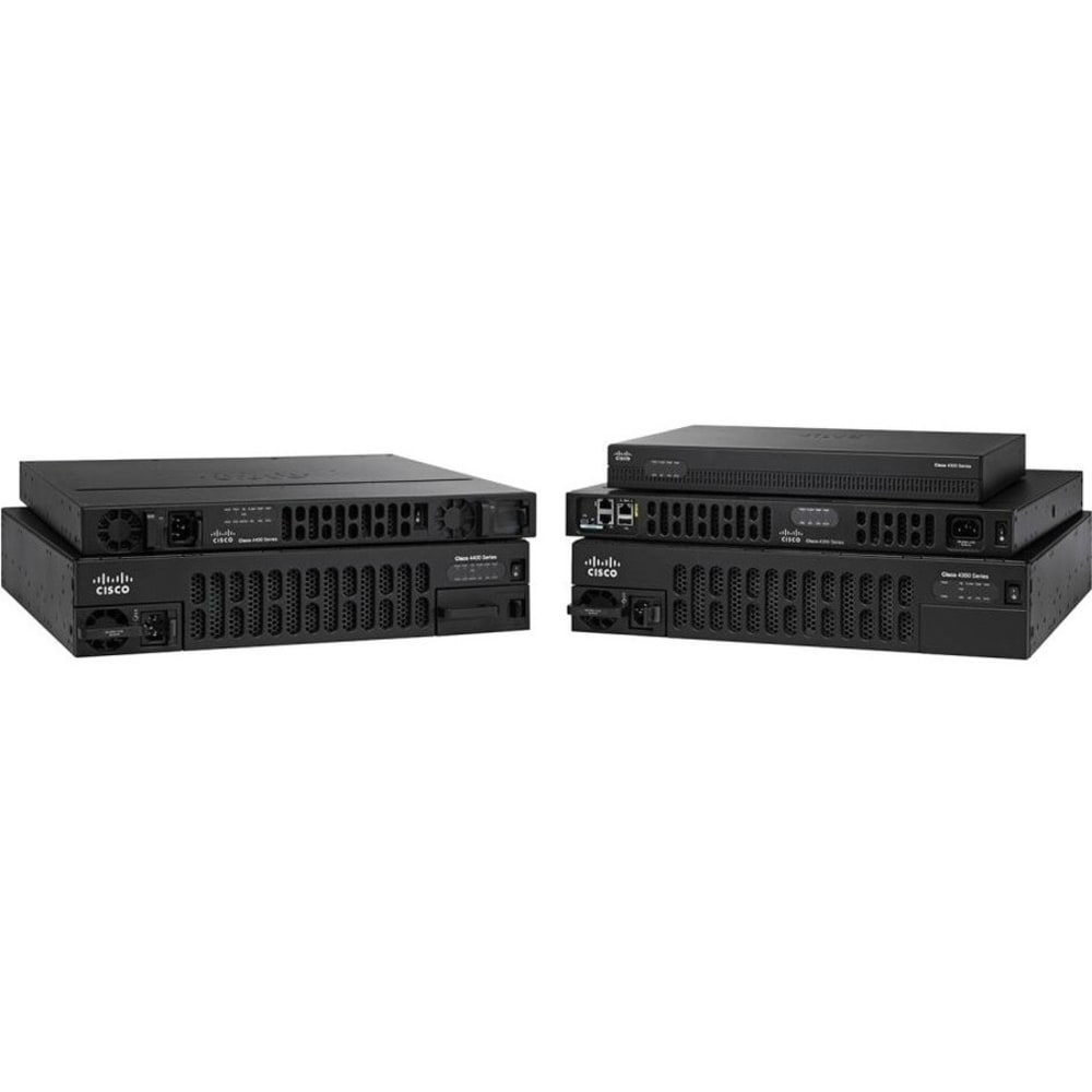 Cisco 4431 Router - 4 Ports - 4 RJ-45 Port(s) - Management Port - 8 - 4 GB - Gigabit Ethernet - 1U - Rack-mountable, Wall Mountable - 90 Day MPN:ISR4431-V/K9