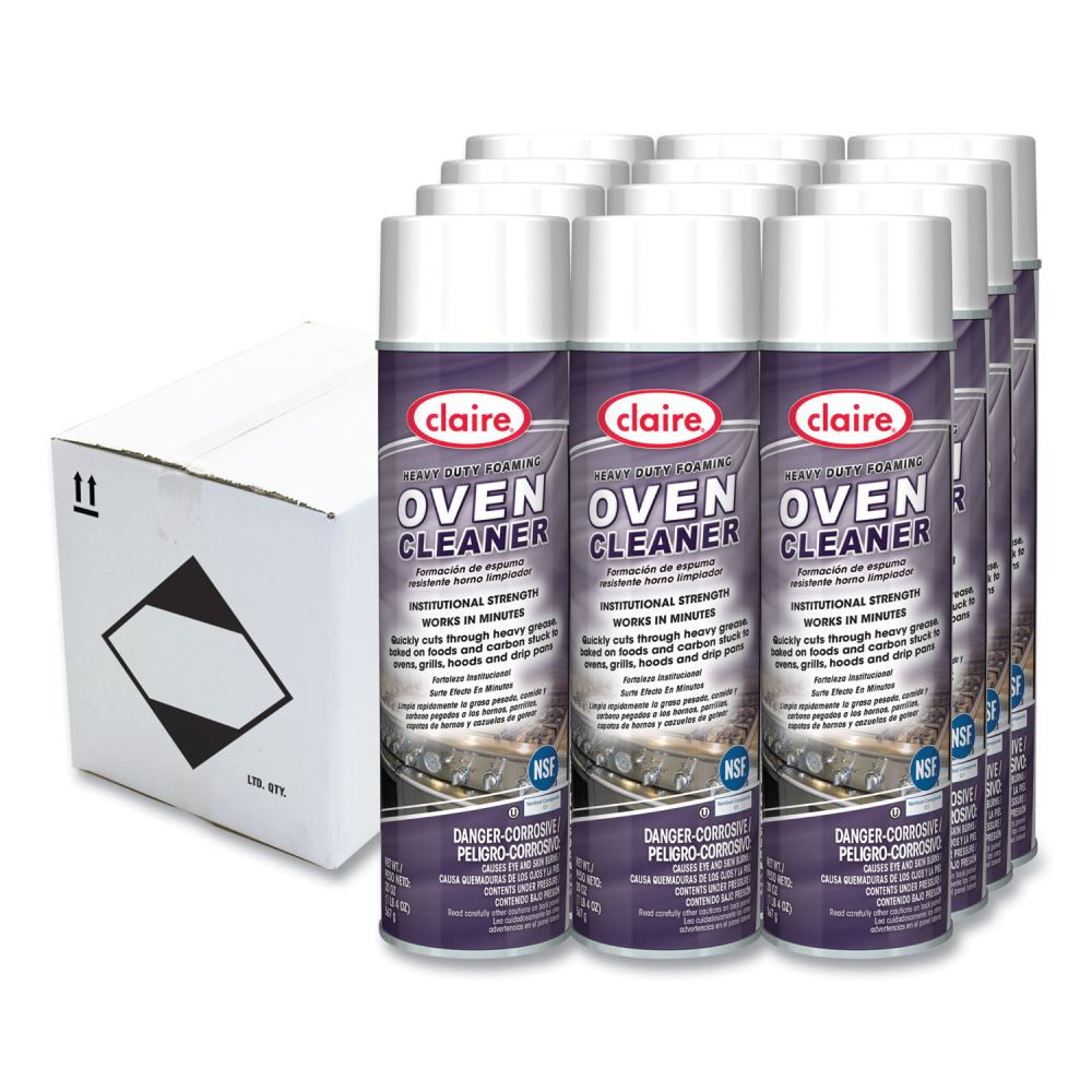 Claire Heavy Duty Foaming Oven Cleaner, 20 oz Aerosol Spray, 12/Carton MPN:CL824
