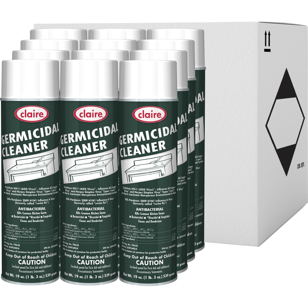 Claire Foaming Germicidal Cleaner, 19 Oz, 12/Case, CL873 MPN:CL873