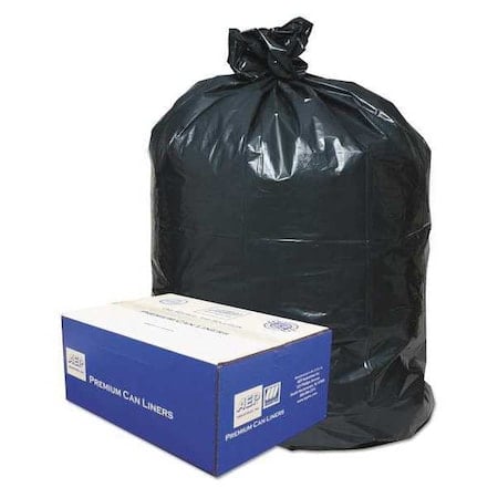 60 gal Trash Can Liners, 38 in x 58 in, Heavy-Duty, 0.9 mil, Black MPN:WEBB60