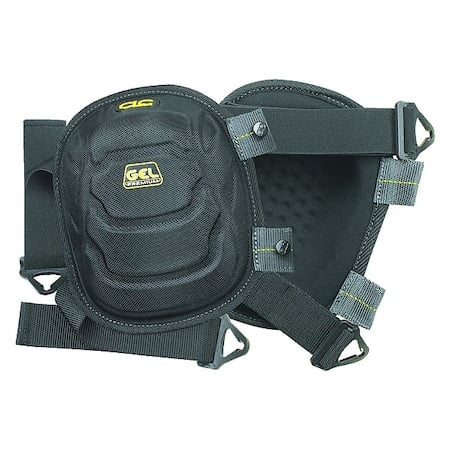 Knee Pad, Non-marring, Gel, Plastic Pad, Fabric Cap, Quick Release Closure, 2 Straps, Black MPN:372