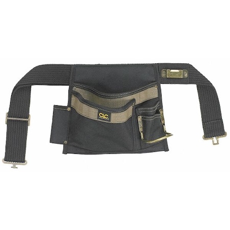 Tool Pouch, Tool Belt, Black, Polyester, 5 Pockets MPN:1245