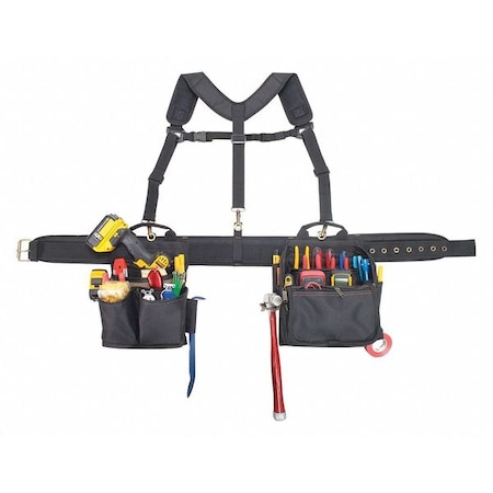 Tool Belt, Tool Rig, Black, Polyester, 28 Pockets MPN:1608