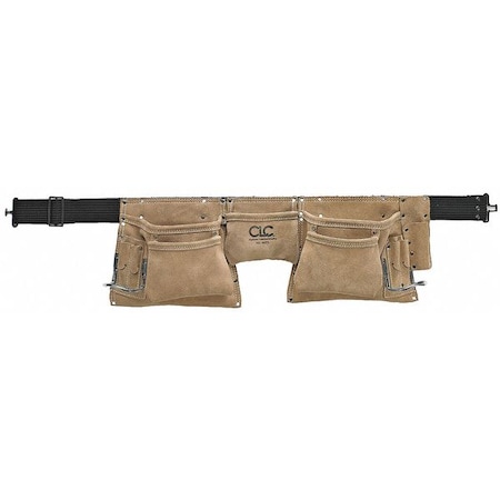Tool Apron, Tool Belt, Tan, Leather, 12 Pockets MPN:I427X
