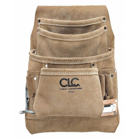 Tool Pouch, Tool Pouch, Tan, Leather, 10 Pockets MPN:I923X