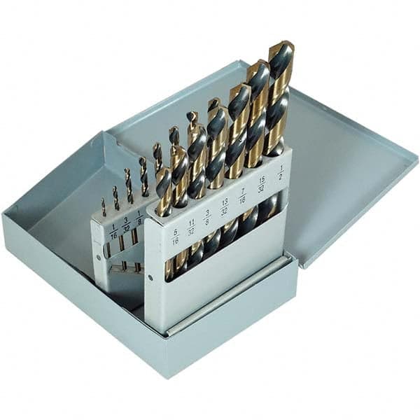 Drill Bit Set: Jobber Length Drill Bits, 15 Pc, 0.0625