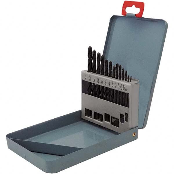 Drill Bit Set: Jobber Length Drill Bits, 13 Pc, 0.0625