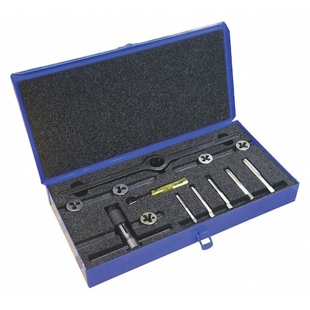 13PC HSS Plug Hand Tap And HSS Round Adjustable Die Set Cle-Line 7 Sizes M6 To M12 MPN:C00449