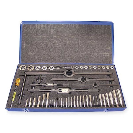 52PC HSSPlugHandTap & CarbonRndAdj Die Set Cle-Line 28 Sizes 4-40 To 1-14, 1/4-18 To 1/2-14, M14&M18 MPN:C00533