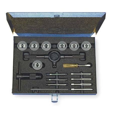 17PC No 4-40 - 1/4-20 UNC HSS Plug Hand Tap and Two-Piece Die Set Cle-line 055 MPN:C00609