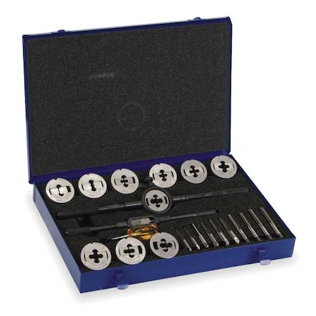 23PC 1/4-20 - 1/2-13 UNC and UNF Plug Hand Tap and Two-Piece Die Set Cle-Line 5512 MPN:C00612